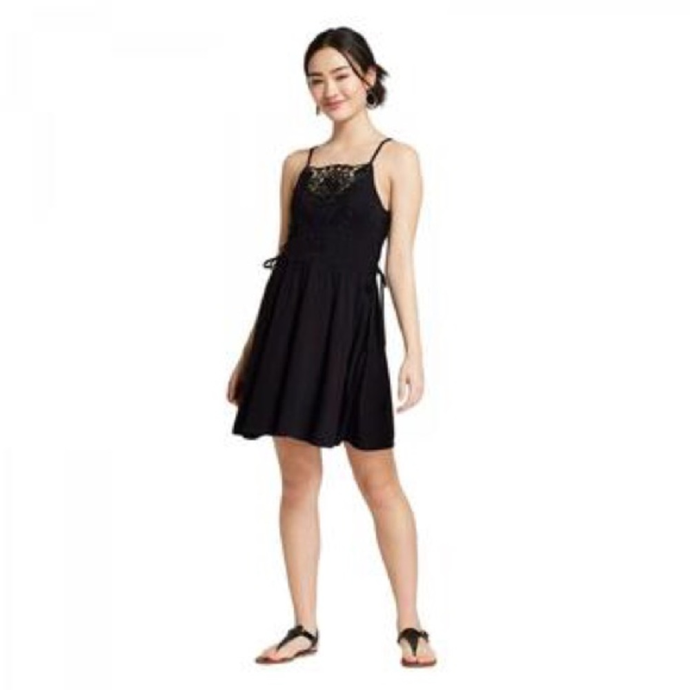 Xhiliration Black Dress with Lace Details
